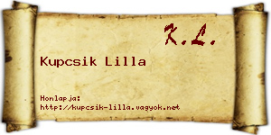 Kupcsik Lilla névjegykártya